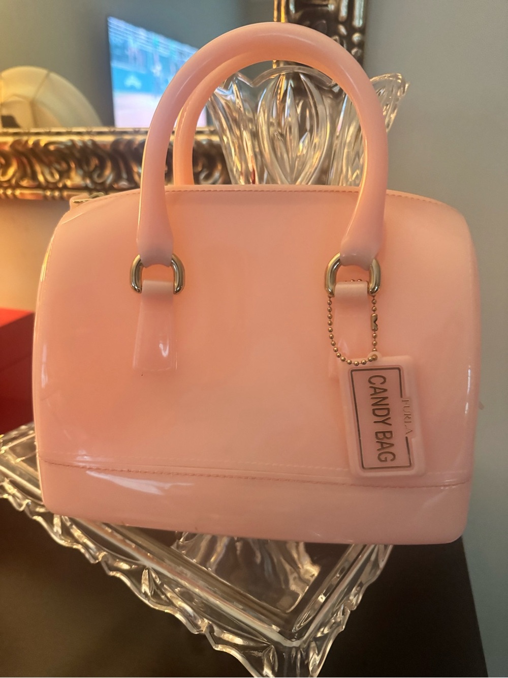 Furla Glossy Light Pink Dome Satchel
